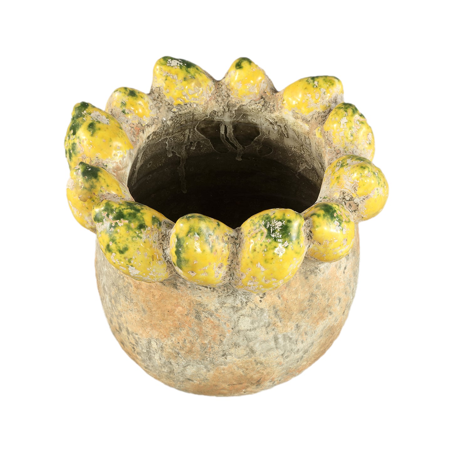 Fruitsy Yellow Round Terra Pot Lemons Edge L