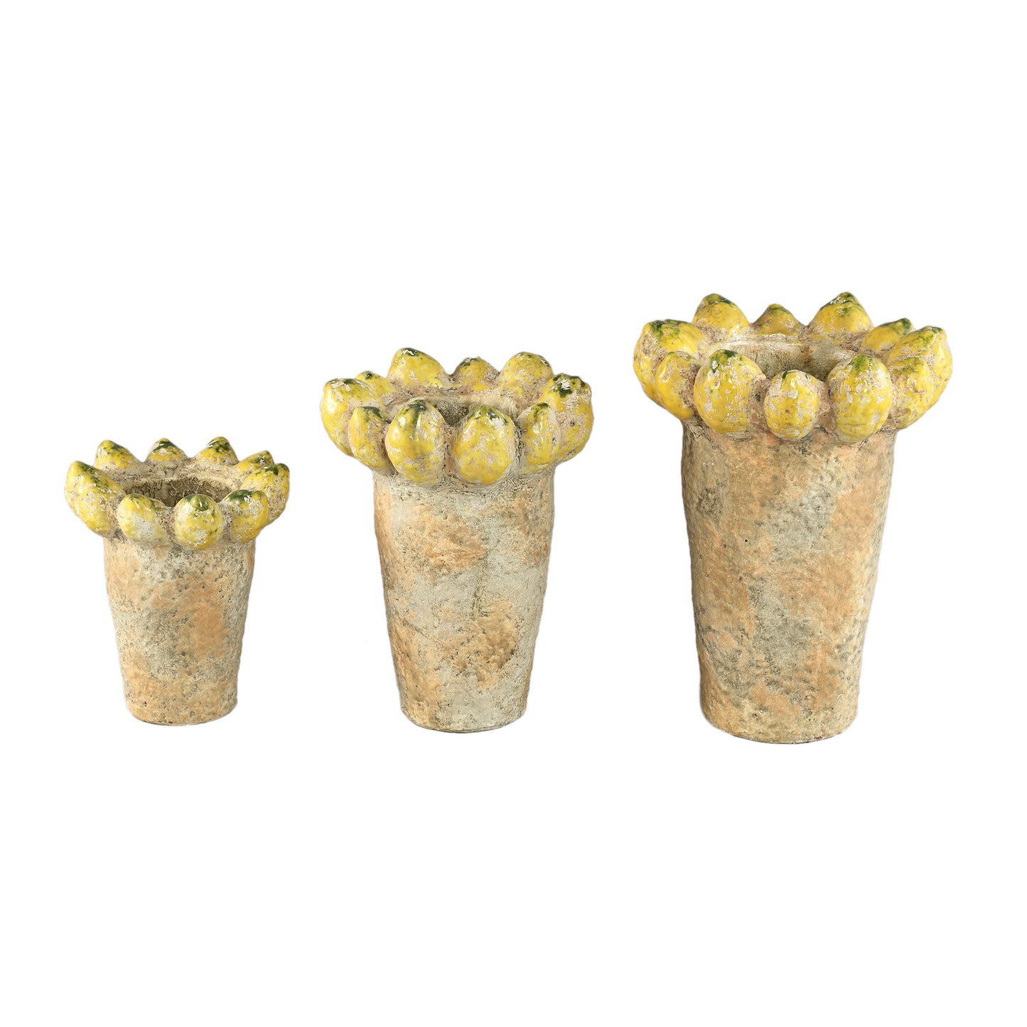 Fruitsy Yellow Round Terra Pot Lemons Edge High L