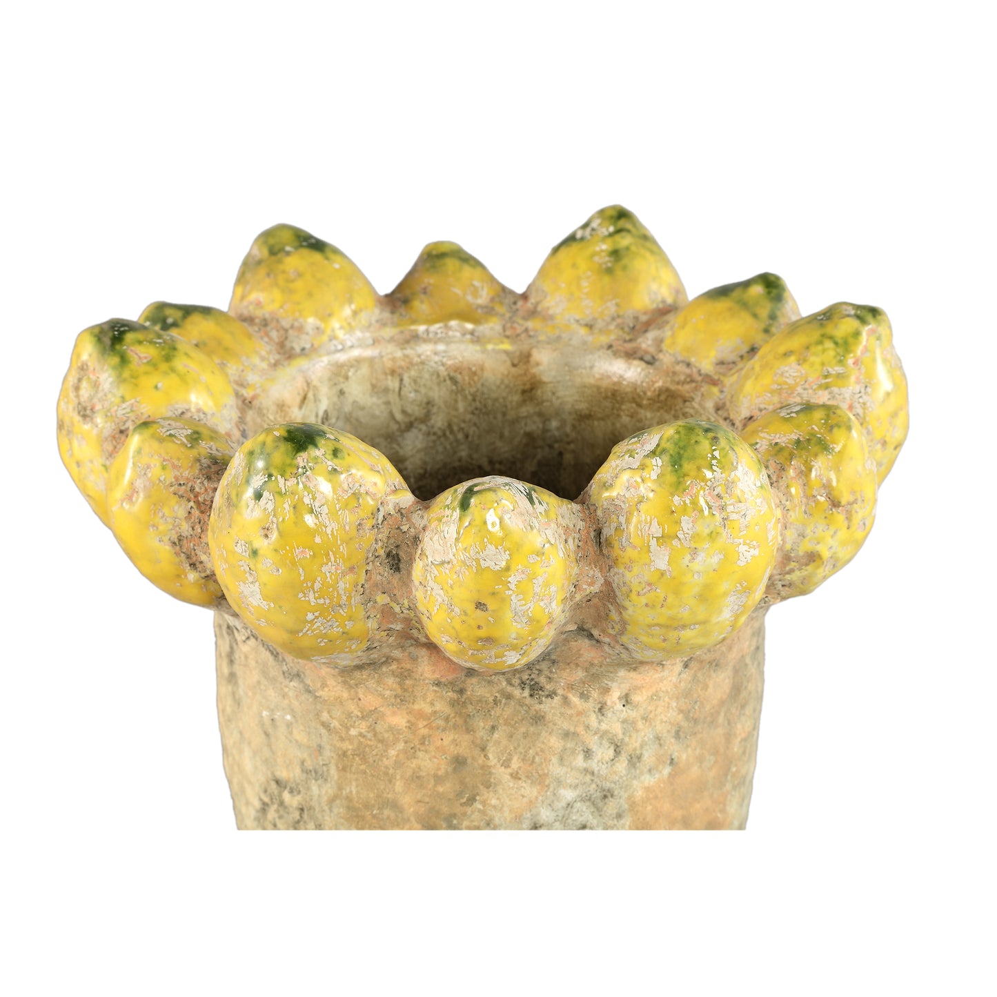 Fruitsy Yellow Round Terra Pot Lemons Edge High L