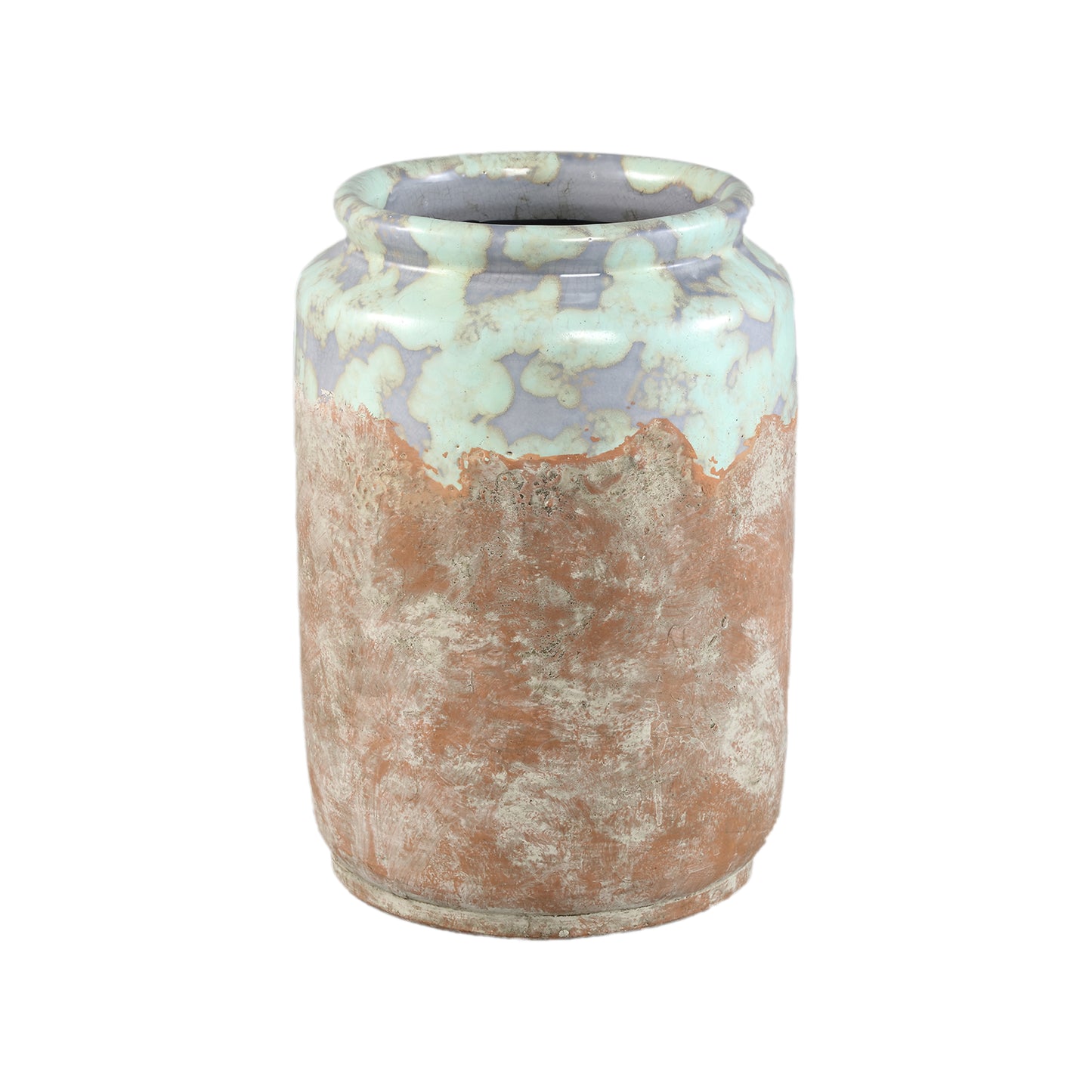 Breffni Blue Round Terra Pot Glazed Top L