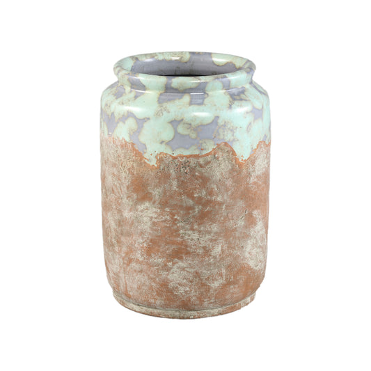 Breffni Blue Round Terra Pot Glazed Top L