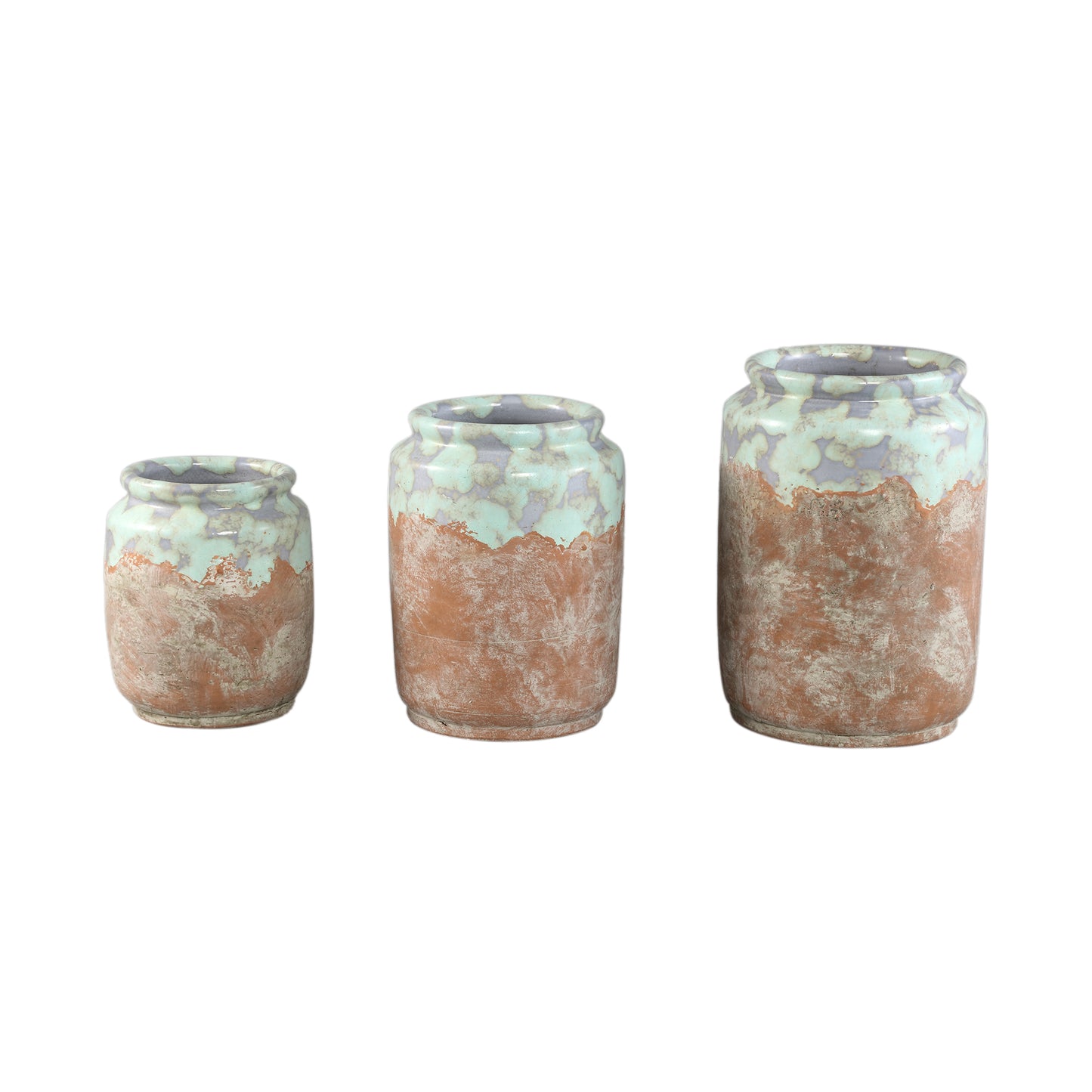 Breffni Blue Round Terra Pot Glazed Top L