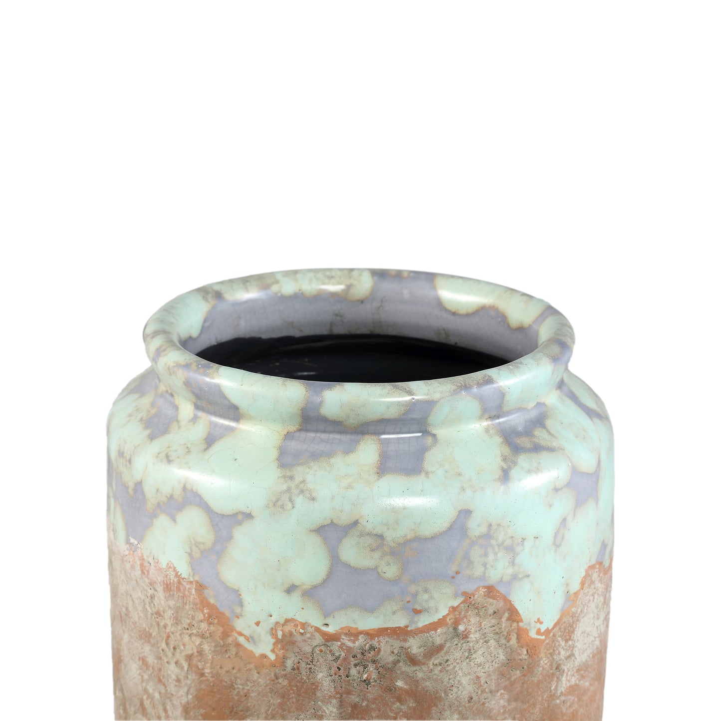 Breffni Blue Round Terra Pot Glazed Top L