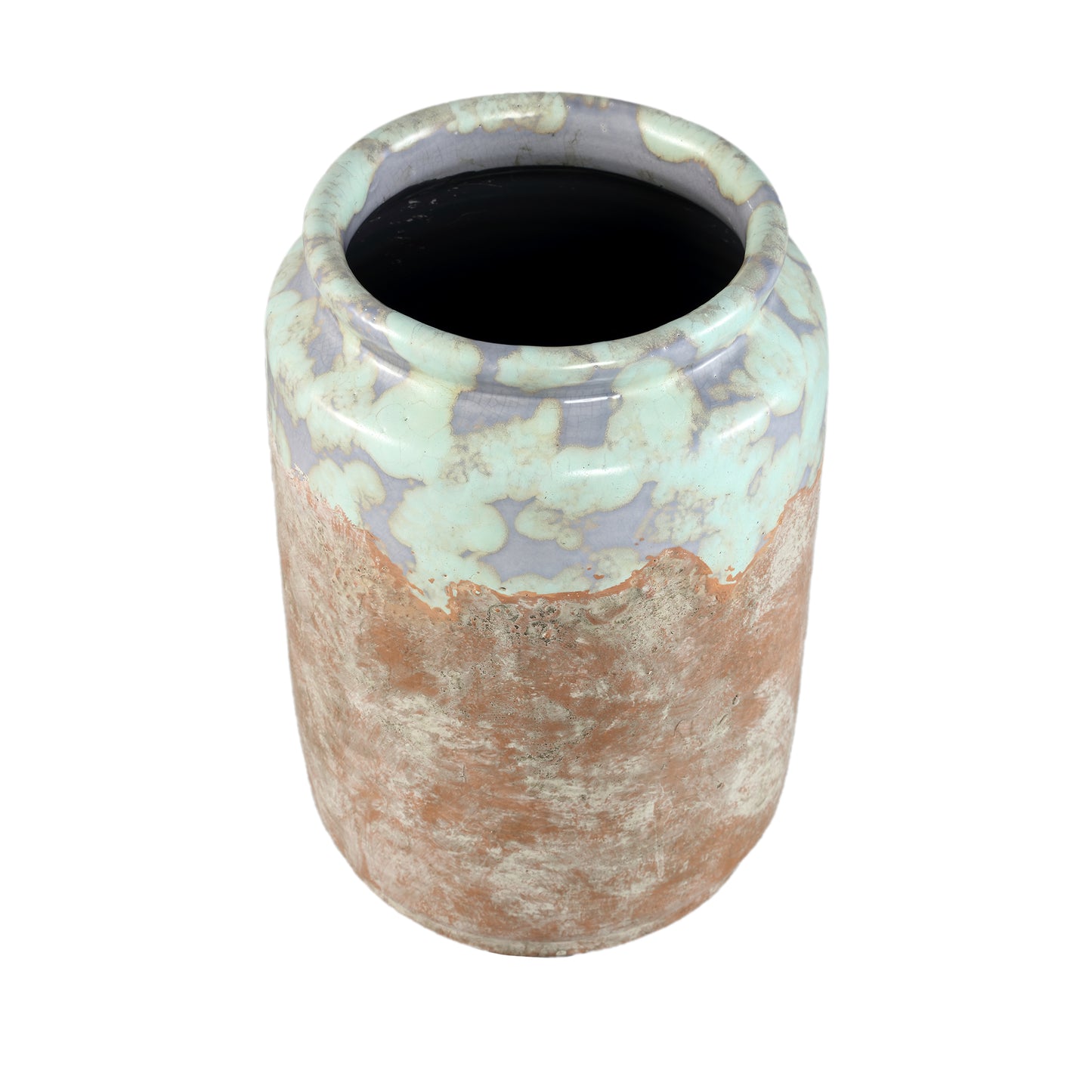 Breffni Blue Round Terra Pot Glazed Top L