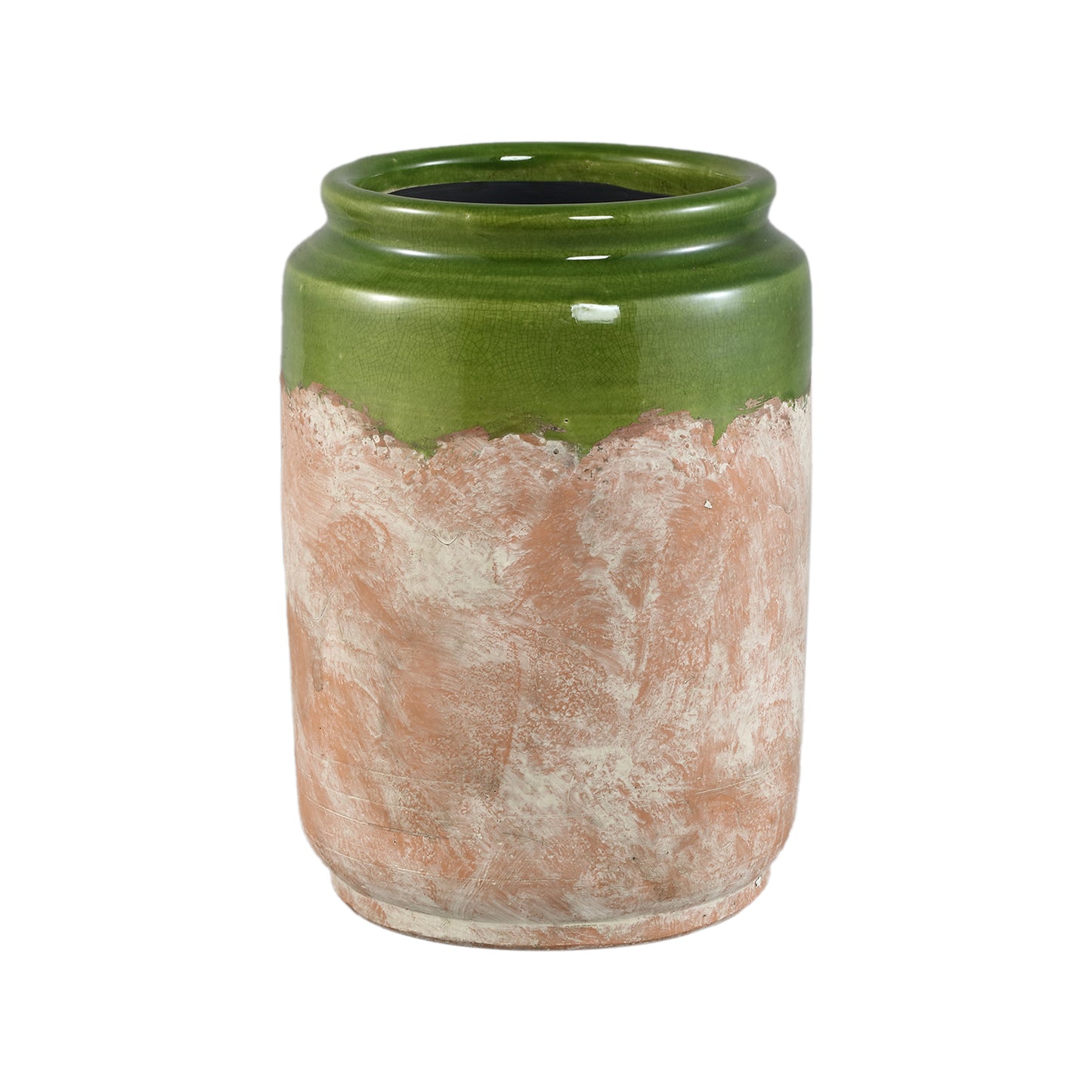 Breffni Green Round Terra Pot Glazed Top L