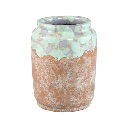 Breffni Blue Round Terra Pot Glazed Top M