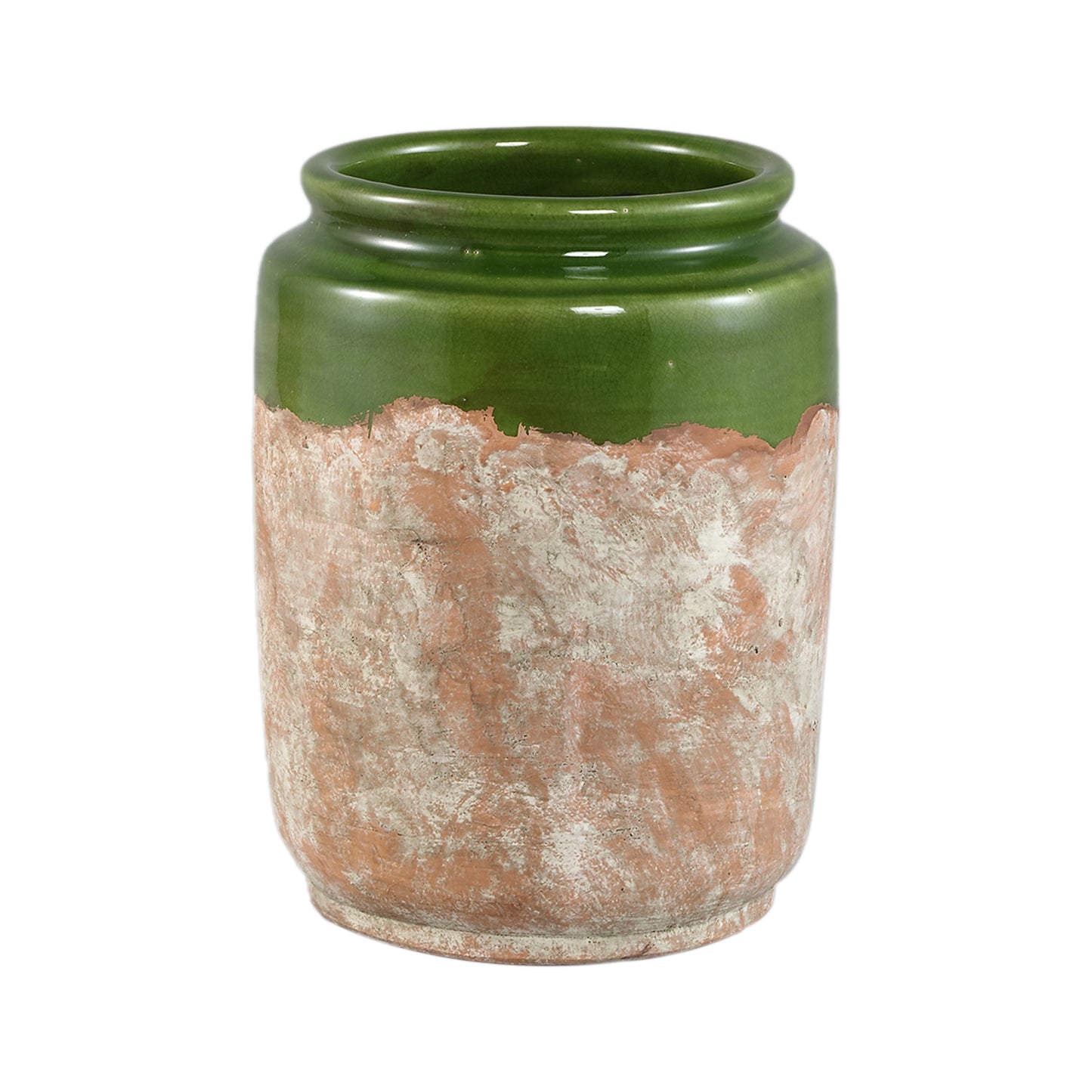 Breffni Green Round Terra Pot Glazed Top M