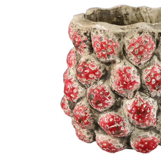 Fruitsy Red Round Terra Pot Strawberrie Finish L