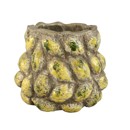 Fruitsy Yellow Round Terra Pot Lemon Finish L