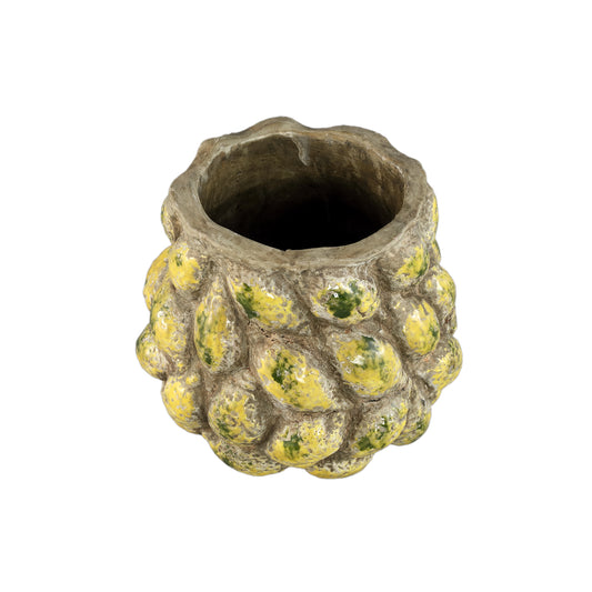 Fruitsy Yellow Round Terra Pot Lemon Finish L