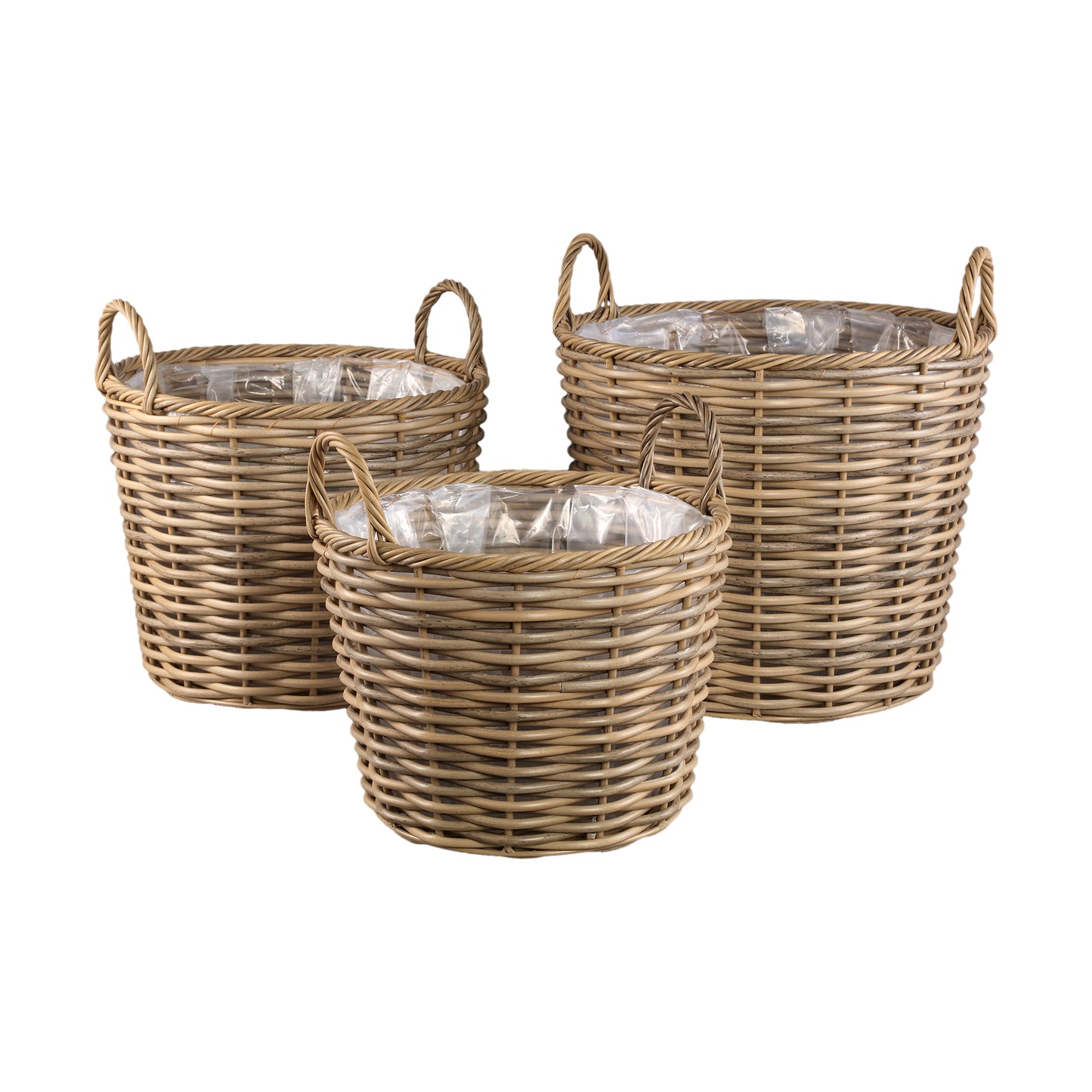 Jezzelle Natural PE  Woven Basket High Set Of 3