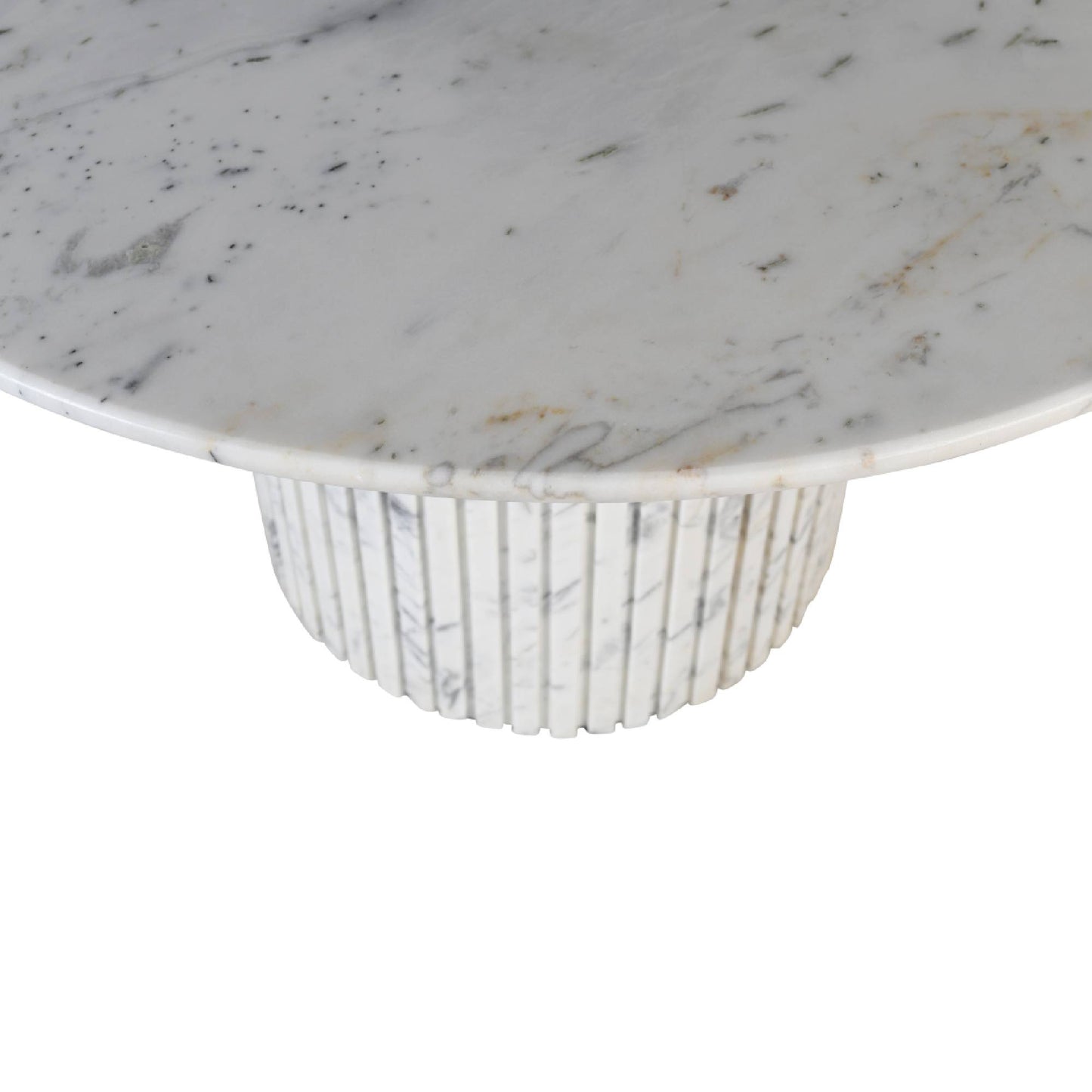 Neelim White Marble Dining Table Ribbed Base Round