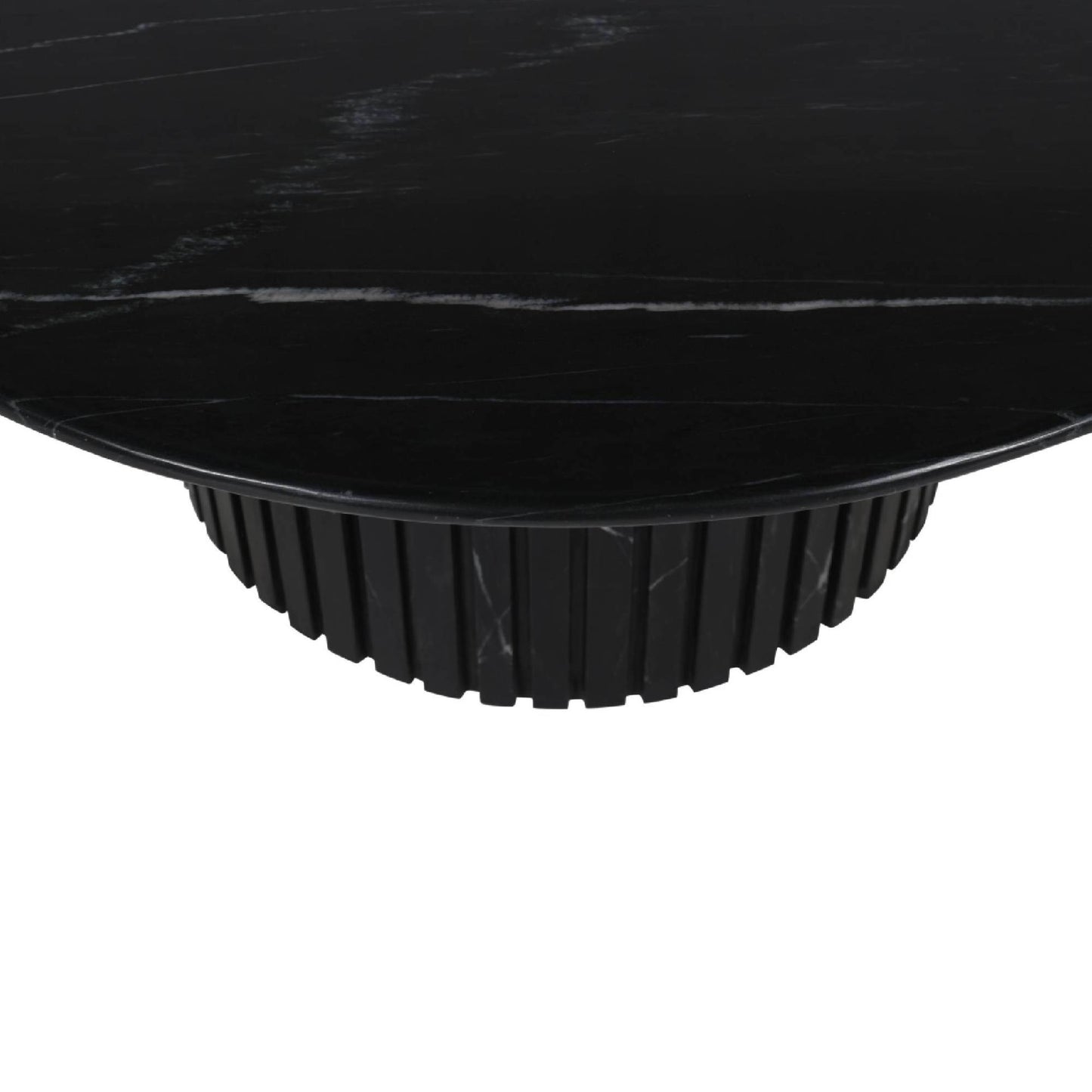 Neelim Black Marble Coffee Table Ribbed Base Round