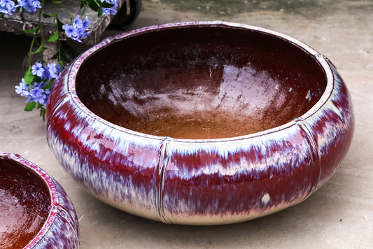 Azad Pink Ceramic Bowl Pot Low Round Set Of 2