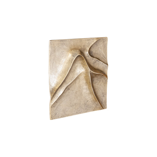 Gihan Gouden Gegoten Aluminium Wandpaneel Golflijnen S 42x42x5 cm