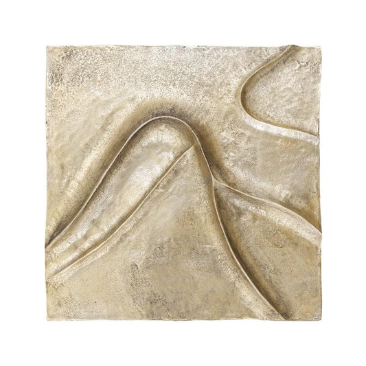 Gihan Gouden Aluminium Wandpaneel Golf Lijnen L 70x70x5 cm
