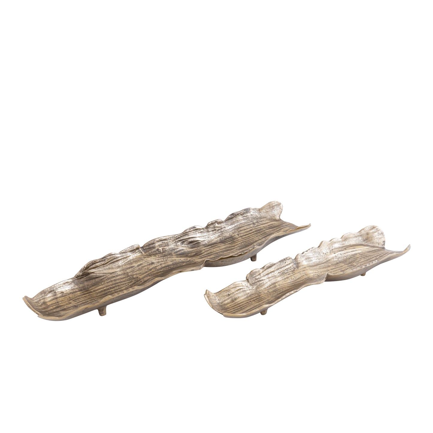 Lukne Gouden Aluminium Ruw Golvende Schaal Rechthoek Set van 4 5x77x20 cm