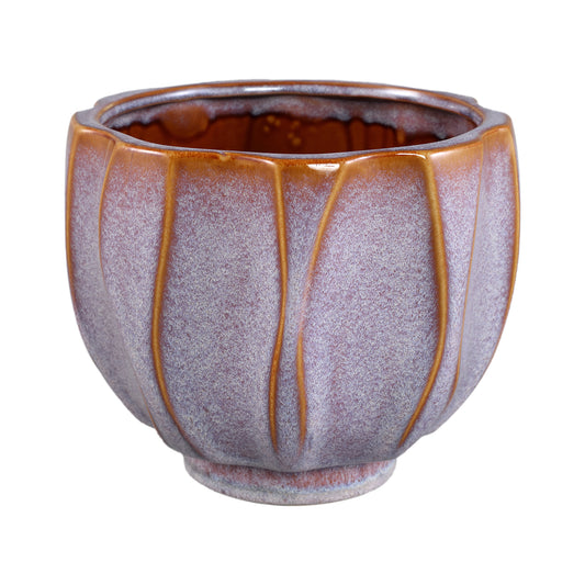 Ariane Pink Ceramic Round Pot Wavy Lines XL