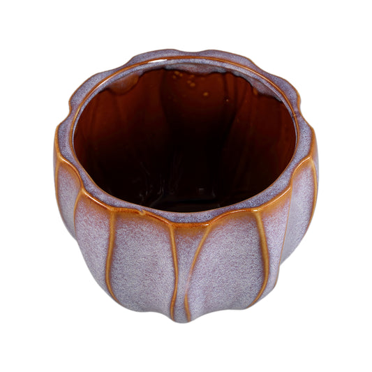 Ariane Pink Ceramic Round Pot Wavy Lines XL