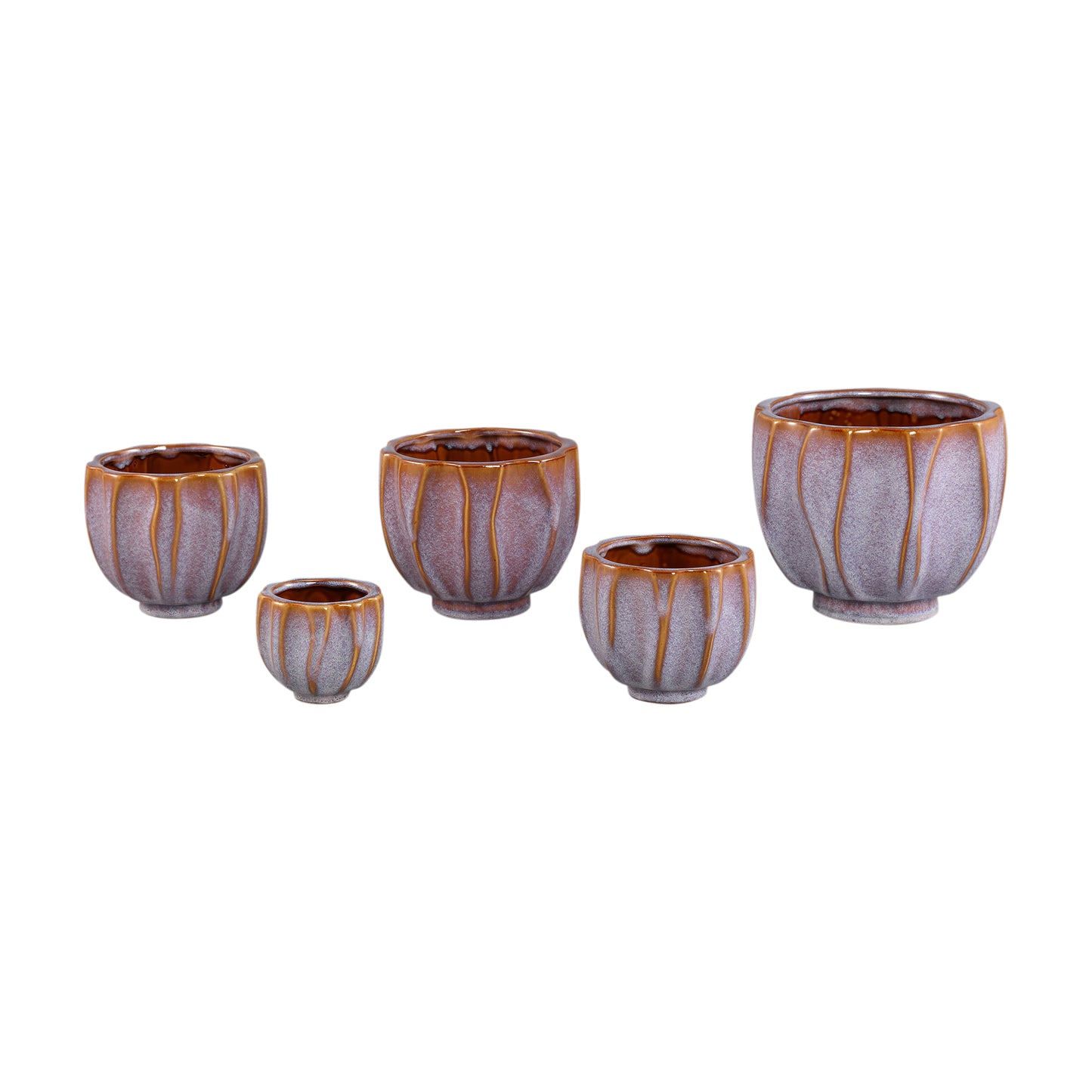 Ariane Pink Ceramic Round Pot Wavy Lines XL