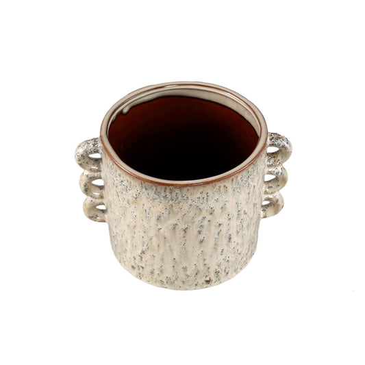 Nowreen Cream Ceramic Round Pot Rough Finish XL