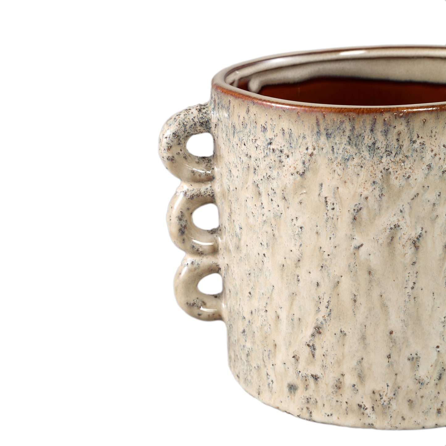 Nowreen Cream Ceramic Round Pot Rough Finish XL