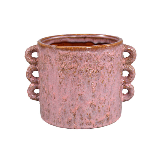 Nowreen Pink Ceramic Round Pot Rough Finish XL