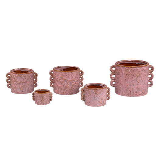 Nowreen Pink Ceramic Round Pot Rough Finish XL