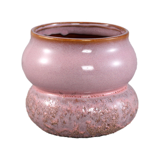 Keriann Pink Ceramic Bulby Round Pot Rough L
