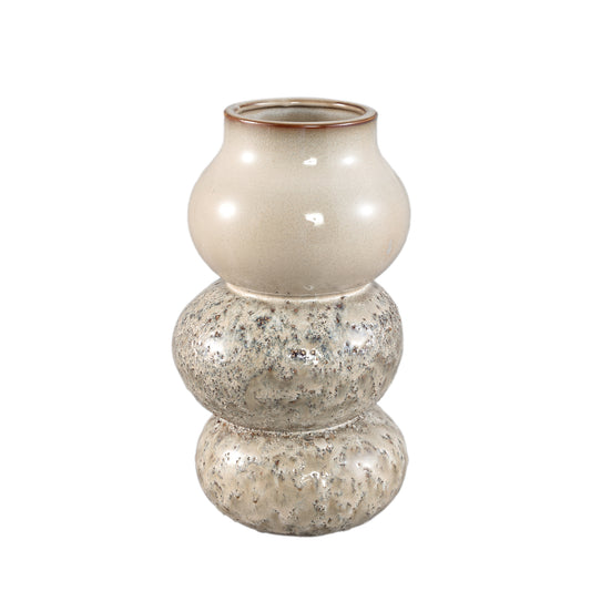Concetta Cream Ceramic Round Bulby Pot Rough L