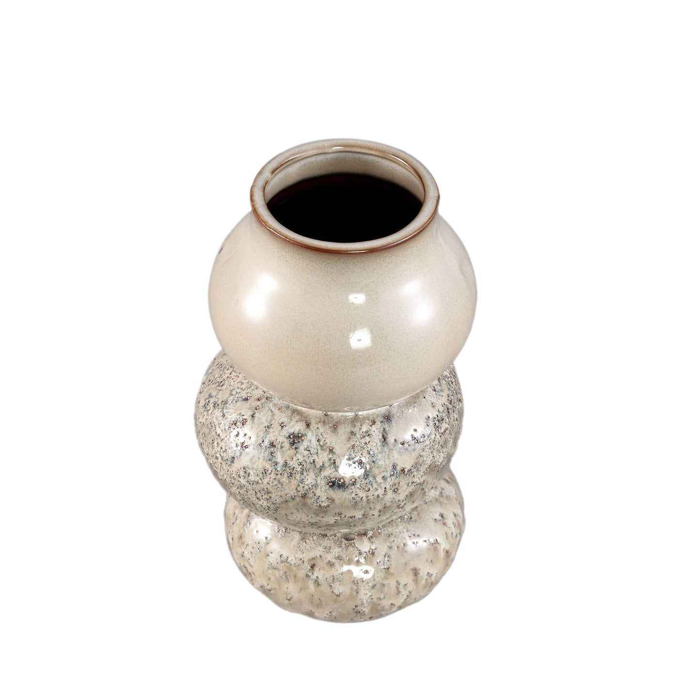 Concetta Cream Ceramic Round Bulby Pot Rough L