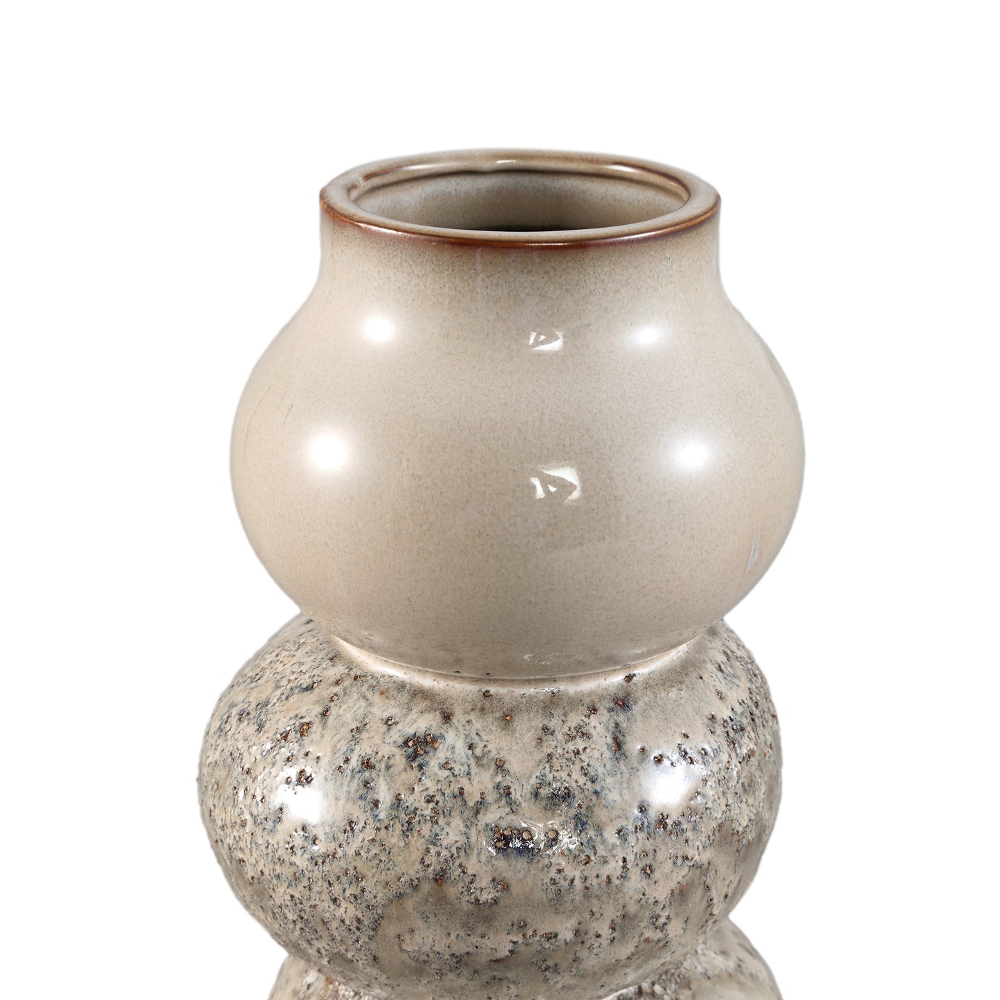 Concetta Cream Ceramic Round Bulby Pot Rough L