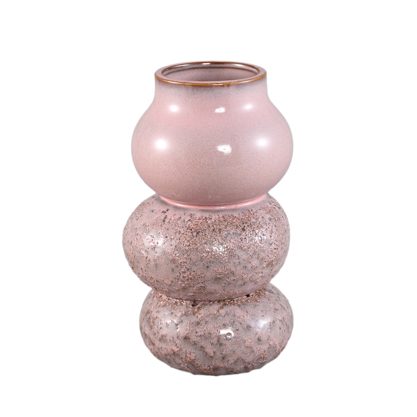 Concetta Pink Ceramic Round Bulby Pot Rough L