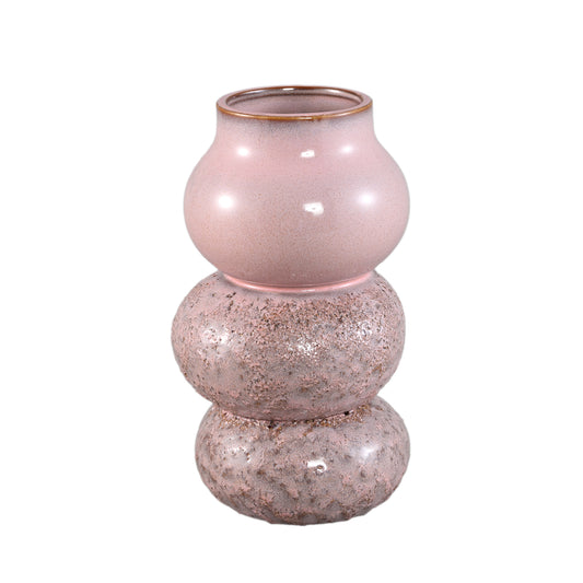Concetta Pink Ceramic Round Bulby Pot Rough L