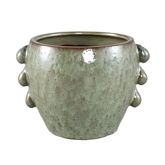 Alienor Green Ceramic Round Pot Rough Finish XL