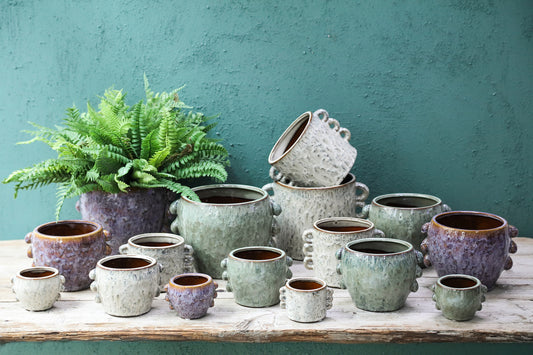 Alienor Green Ceramic Round Pot Rough Finish XL