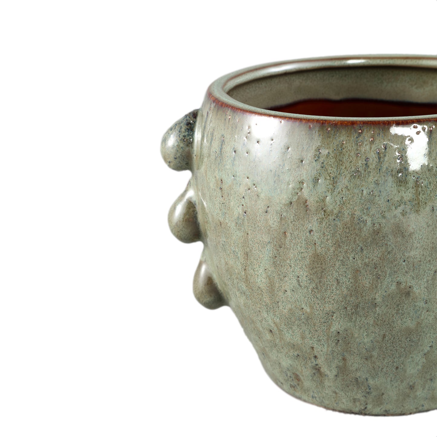 Alienor Green Ceramic Round Pot Rough Finish XL