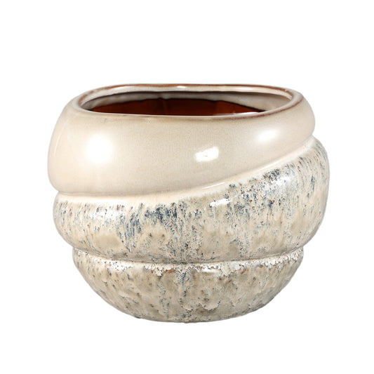 Jordanna Cream Ceramic Round Pot With Layers XL