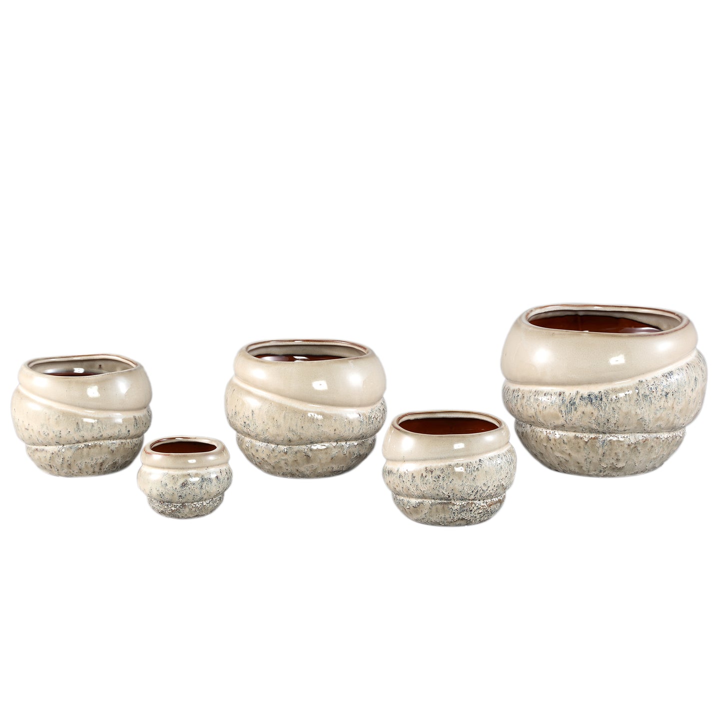 Jordanna Cream Ceramic Round Pot With Layers XL