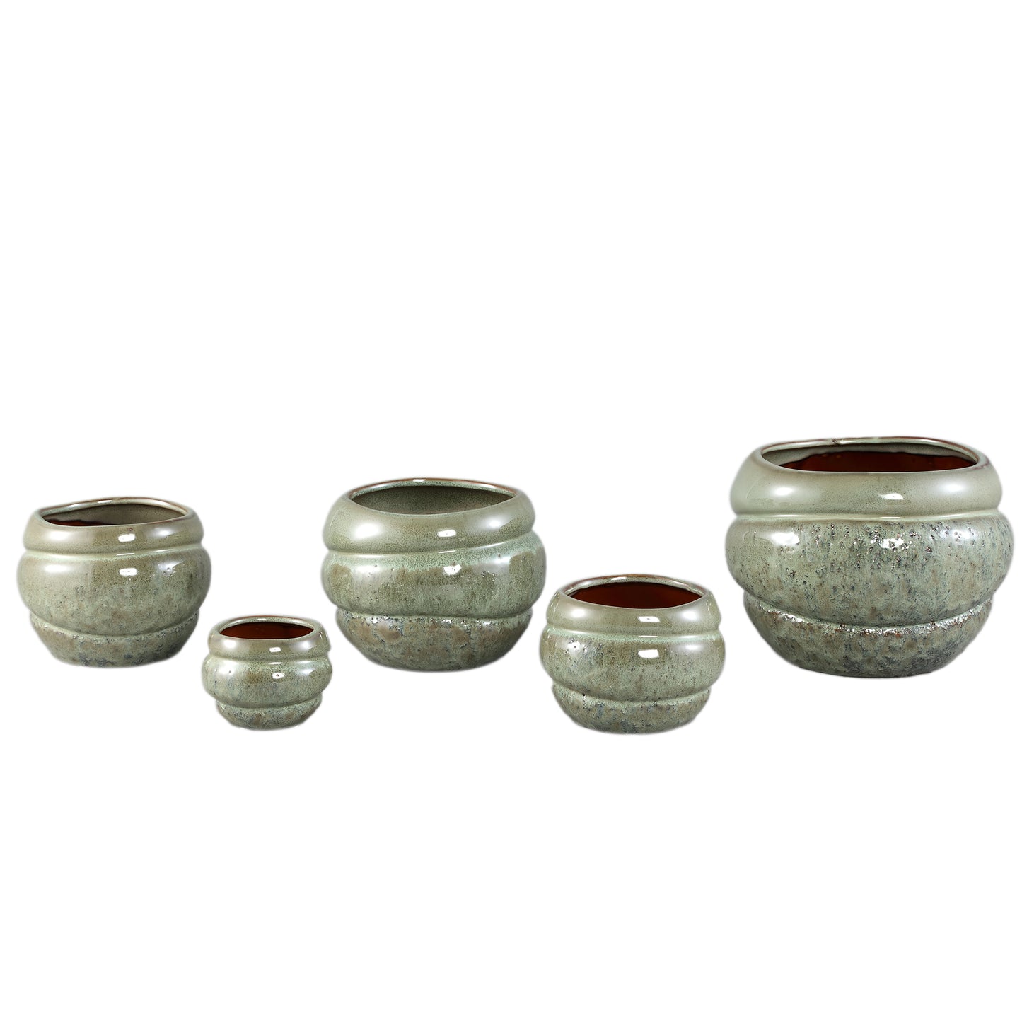 Jordanna Green Ceramic Round Pot With Layers XL