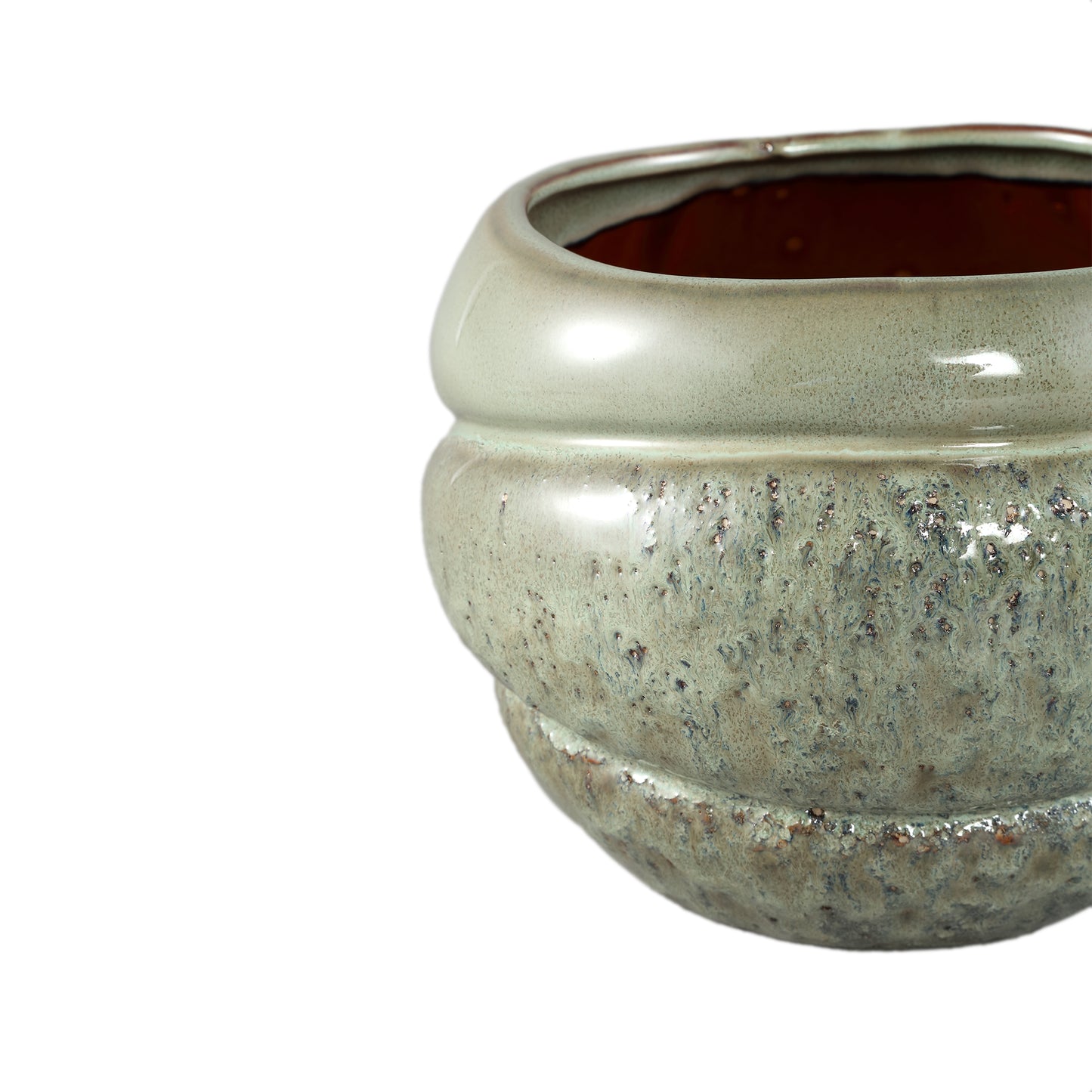 Jordanna Green Ceramic Round Pot With Layers XL