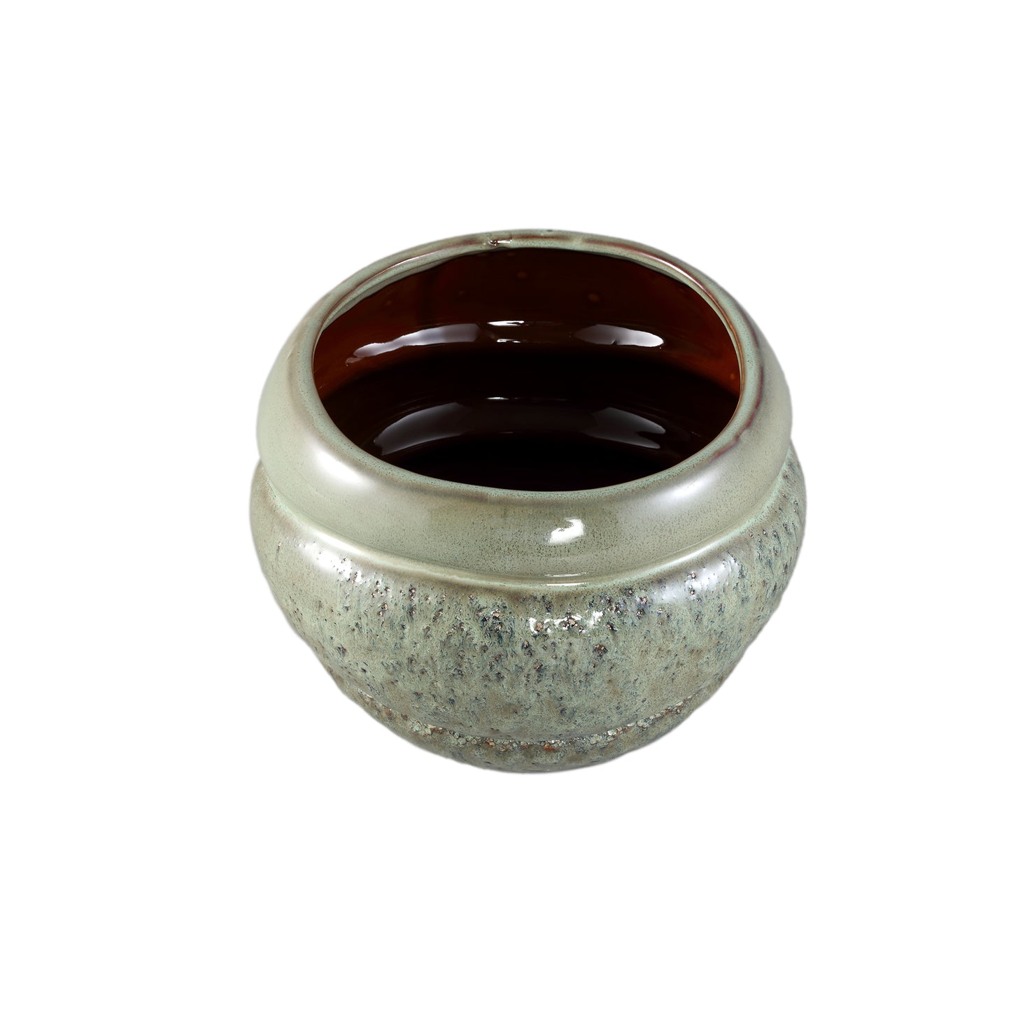 Jordanna Green Ceramic Round Pot With Layers XL