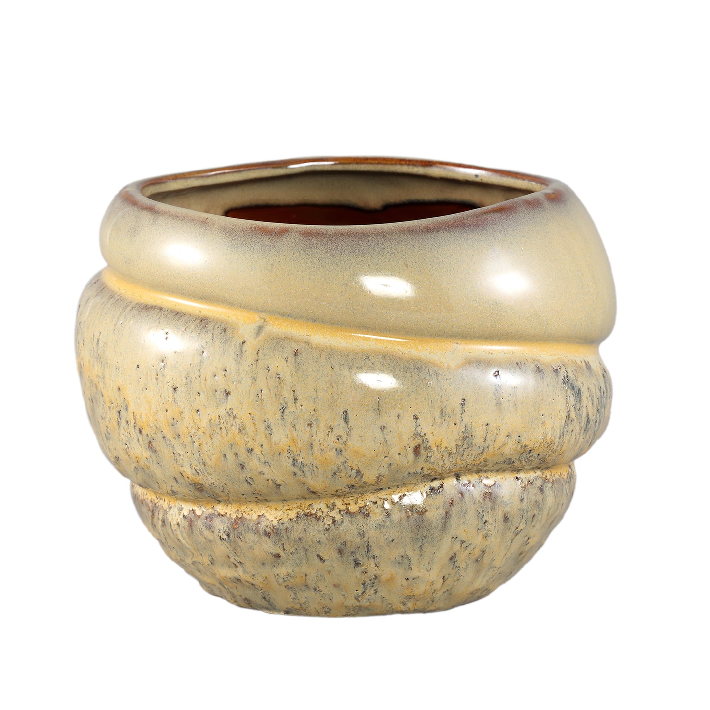 Jordanna Yellow Ceramic Round Pot With Layers XL