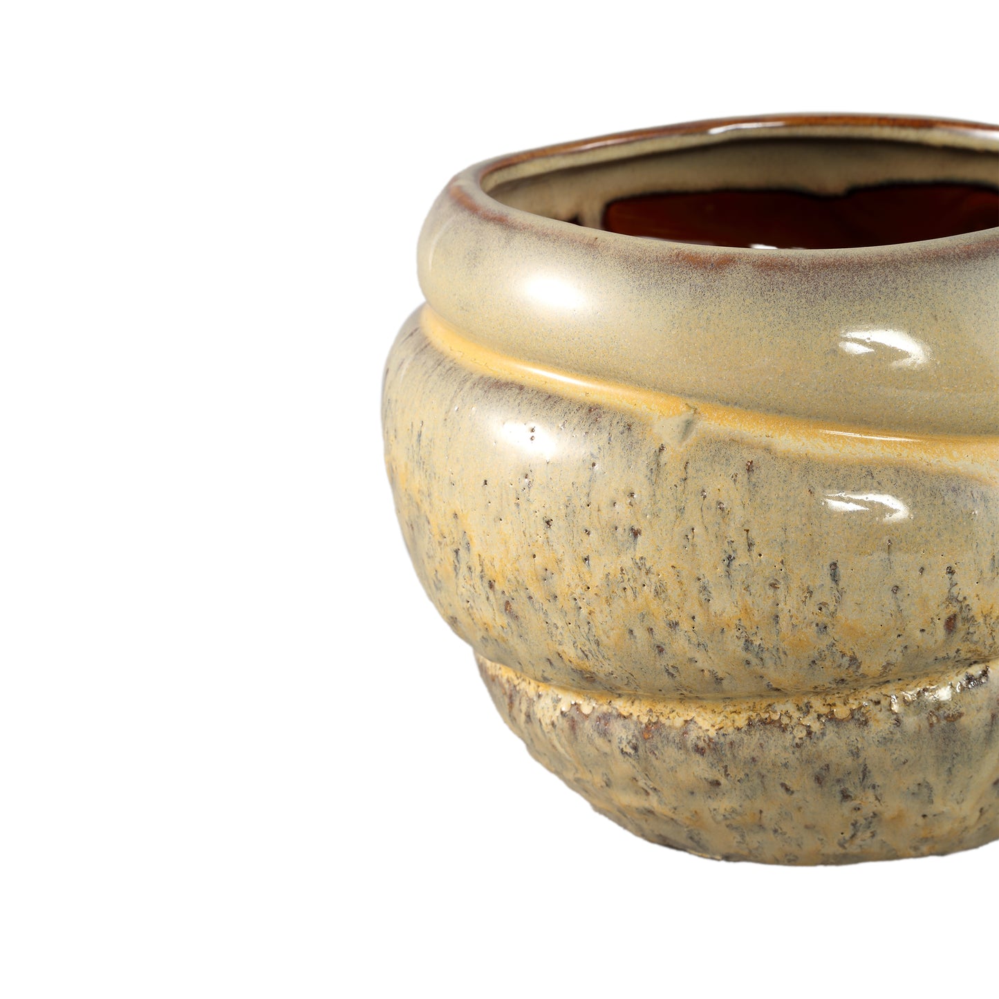 Jordanna Yellow Ceramic Round Pot With Layers XL