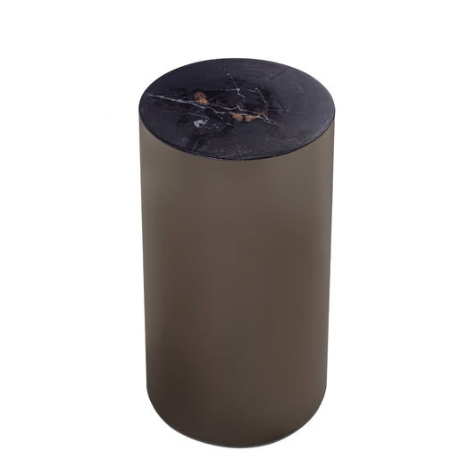 Rillix Black Petrified Wood Sidetable Nickel Round