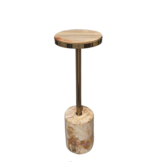 Mody Natural Petrified Wood Sidetable On Base Rnd