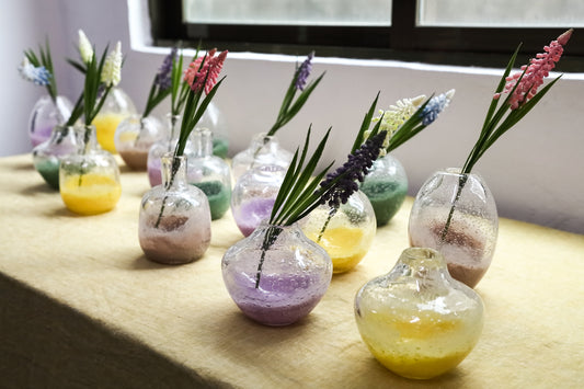 Enrikas Yellow Glass Bulb Vase Round High