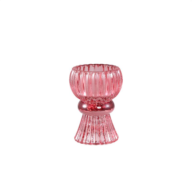 Candidae Roze Gespoten Glas Theelichthouder - Set van 12 8x5.5x5.5 cm