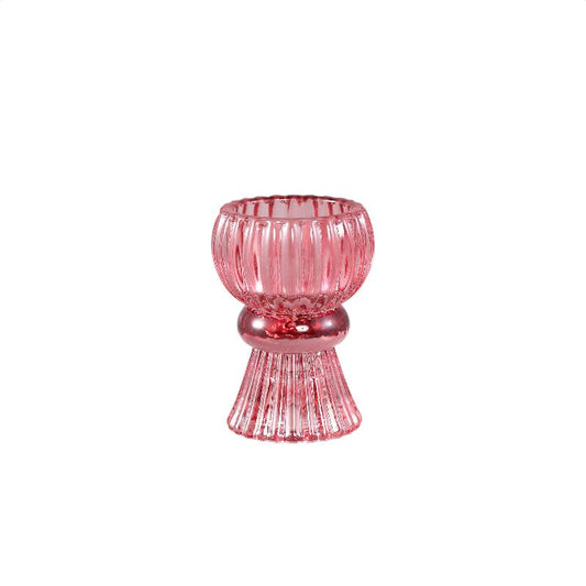 Candidae Roze Gespoten Glas Theelichthouder - Set van 12 8x5.5x5.5 cm