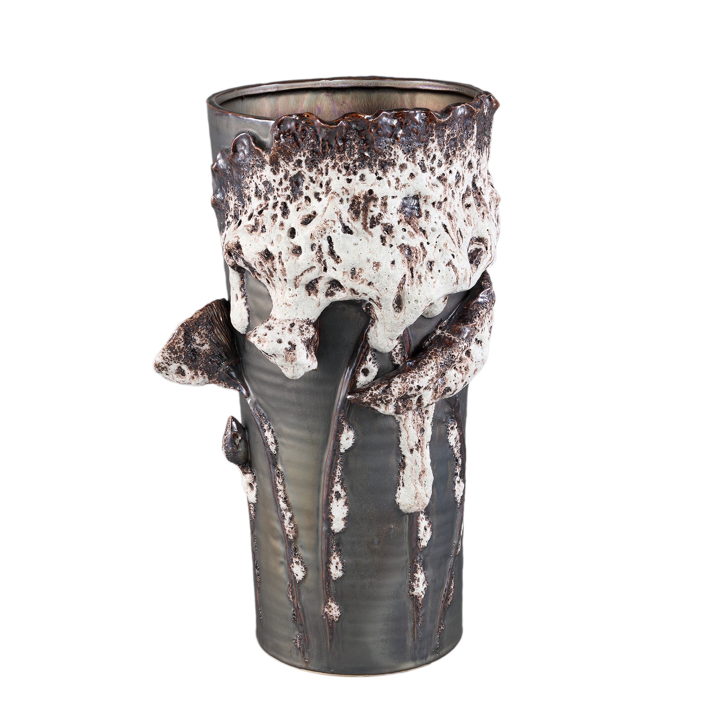 Laverae Brown Ceramic Pot 3D Dried Flower PatternL